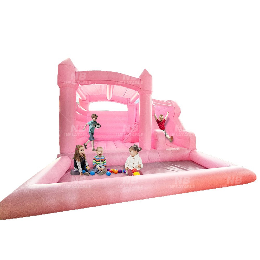 Nuevo hogar infantil cama rebotante gran interior y exterior princesa rosa viento slide infláble parque infláble castillo