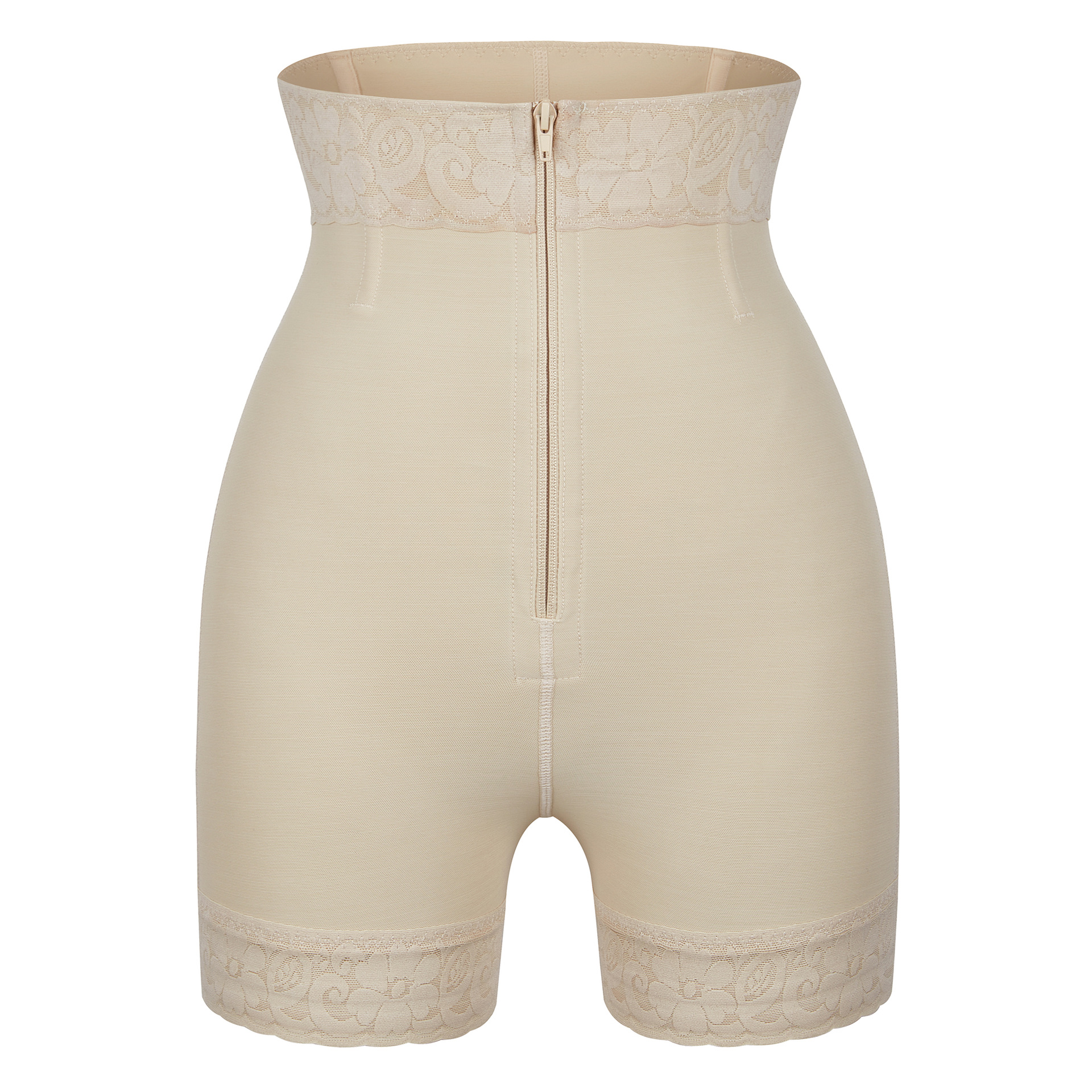 歐美新款高腰收腹褲拉鏈排扣提臀褲合胯美體蕾絲塑身褲shapewe