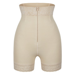 歐美新款高腰收腹褲拉鏈排扣提臀褲合胯美體蕾絲塑身褲shapewe