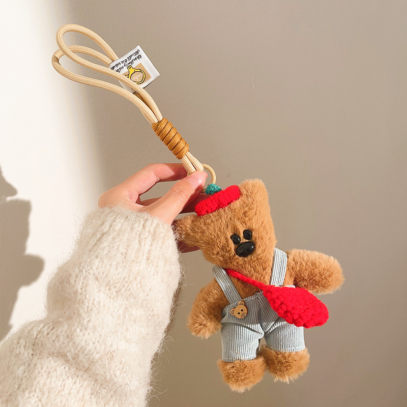Peludo Bean Bear Keychain Colgante pareja de muñecas de amigos bolsos de teléfono móvil colgante colgante muñecas