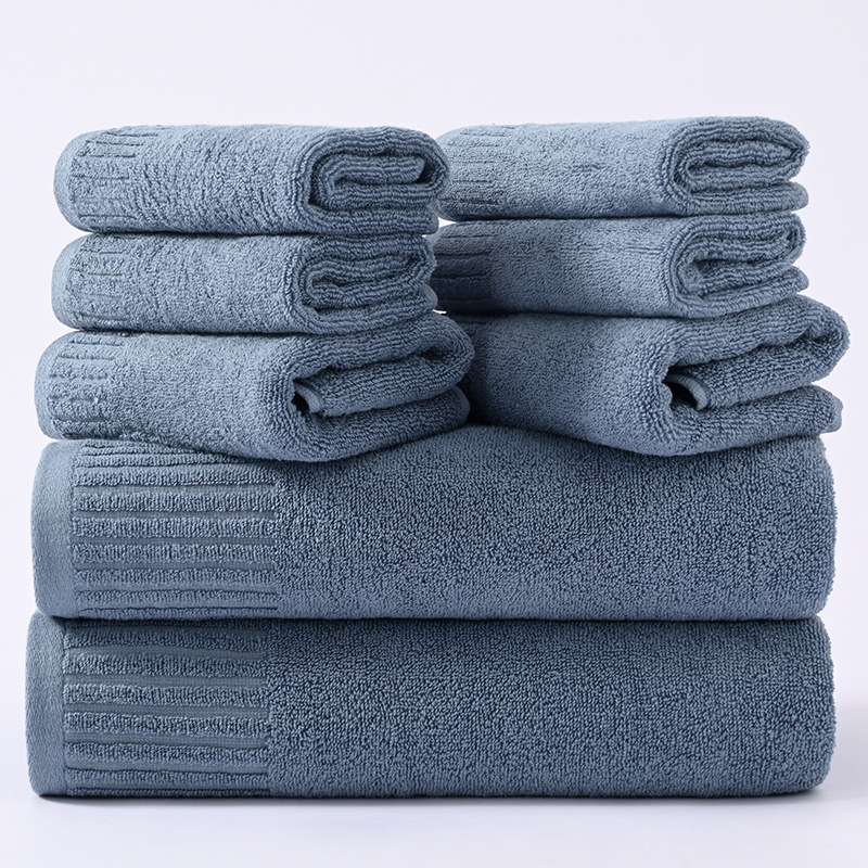 블루 울 목욕 타월 8 개 세트