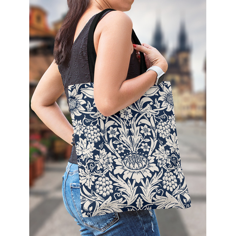 William Classic Blue Flower Zipper Cloth Bag Handbag Shoulder Bag Cloth Bag Shopping Bag School Bag Commuting Bag Customized with Pictures William Classic Blue Flower Zipper Cloth Bag Handbag Shoulder Bag Cloth Bag Shopping Bag School Bag Commuting Bag Customized with Pictures