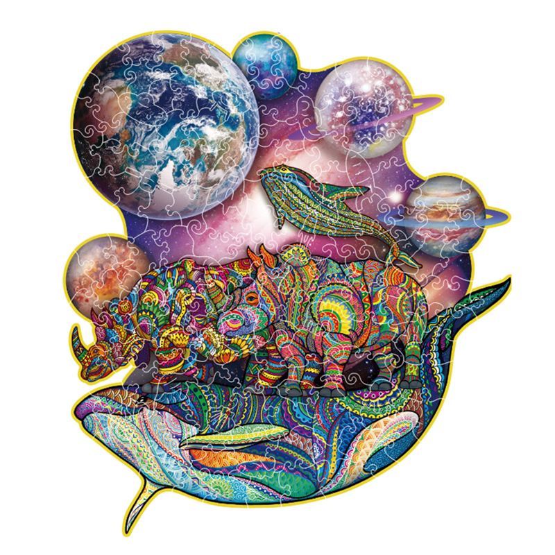 Lobo transfronterizo, león, animal, rompecabezas de madera en forma al por mayor, rompecabezas de madera irregular, juguetes de rompecabezas transfronterizos