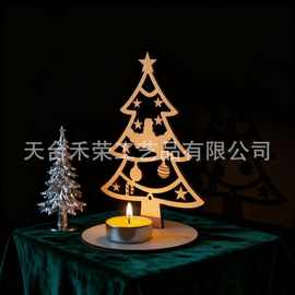 圣诞节立体彩绘摆件新款创意木制圣诞装饰品立体木质工艺品