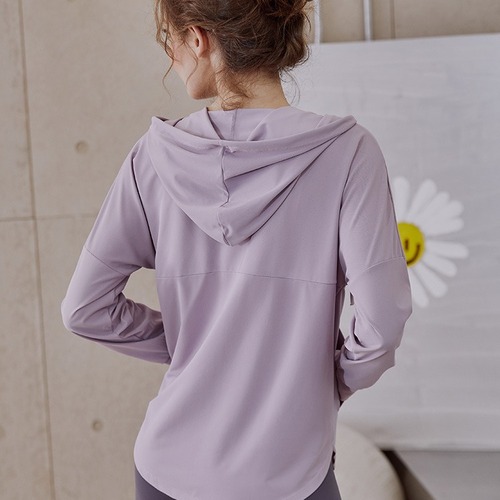 Women's sporty hooded sweatshirt 2024 summer new sunscreen quick-drying loose long-sleeved cardigan running yoga fitness top
