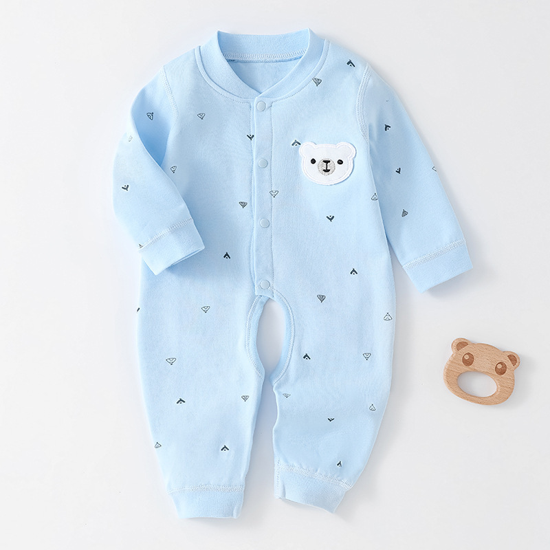 Mono para bebé, ropa sin costuras para primavera y otoño, ropa de recién nacido de algodón puro Clase A, ropa interior para bebé con abertura en la entrepierna, pijamas de estilo coreano de manga larga