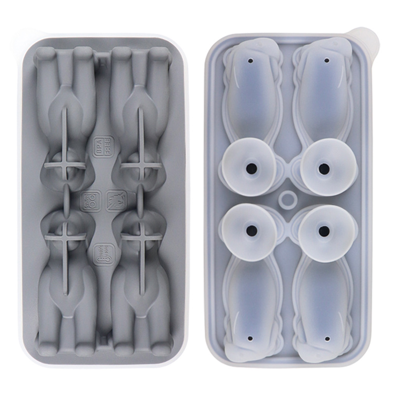 Bandeja de Hielo de Silicona, Molde Transparente para Bolas de Hielo, Cubitos de Hielo para Whisky, Bandeja de Hielo Grande de Silicona con Forma de Perro Bulldog Corgi