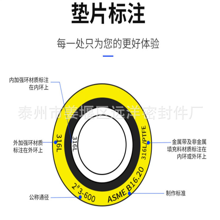 金属缠绕垫片高压304不锈钢基本型316带过滤网内