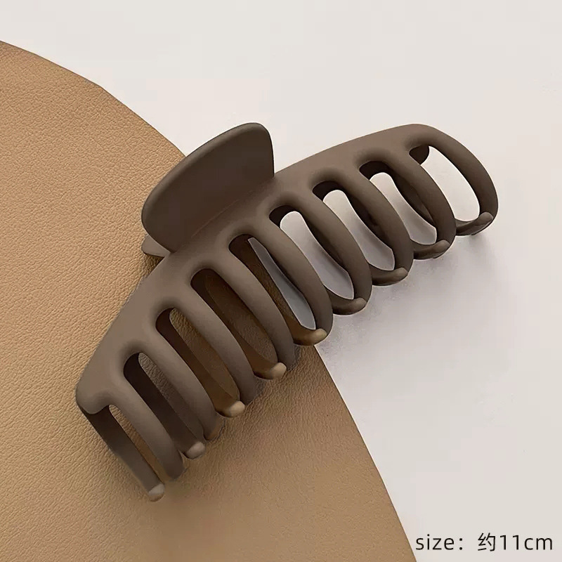 Milk Brown simple clip de tiburón horquilla hembra Cabeza trasera updo clip de pelo cabeza de plástico grande pinza de pelo tocado horquilla