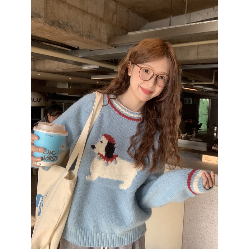 Youthful and Adorable Puppy Pullover Sweater for Women, 2026 Autumn New Cute Korean Style Atmospheric Top Youthful and Adorable Puppy Pullover Sweater for Women, 2026 Autumn New Cute Korean Style Atmospheric Top