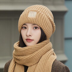 毛线帽子冬季女新款加绒保暖堆堆冷帽百搭大头围显脸小针织护耳帽
