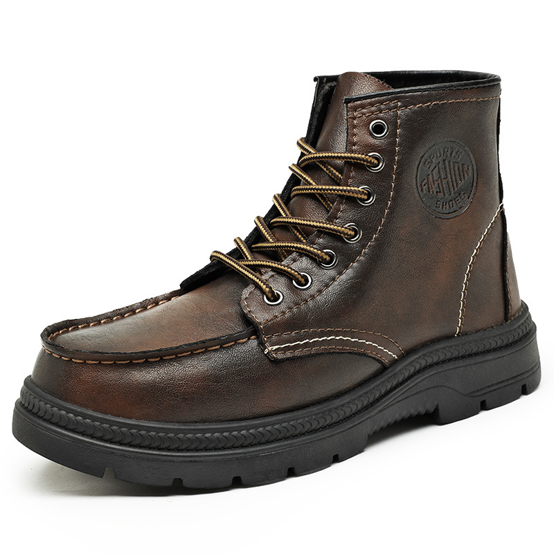 Vintage Martin Boots For Men, Autumn Black British Style High-Top Men's Shoes, Genuine Leather Work Couple Boots, Leathe_vogvips.com