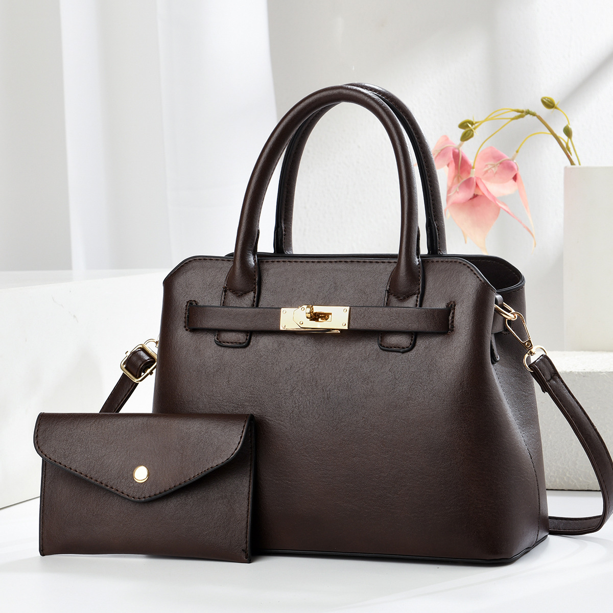Dos paquetes de bolsos casuales bolsos de mano de otoño nuevo estilo de moda de color sólido mochila de viaje bolsos de hombro bolsos transfronterizos