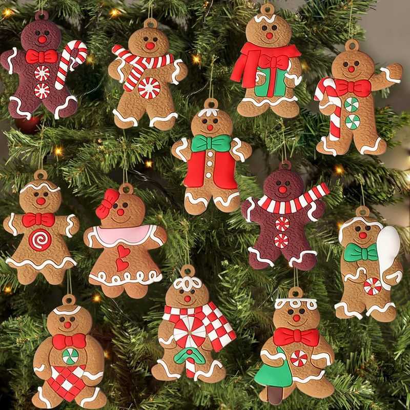 ジンジャーブレッドマンペンダント12個入りPVCクリスマスツリーデコレーションクッキーマン卸売クリスマス家具キッチンパーティー用品|undefined