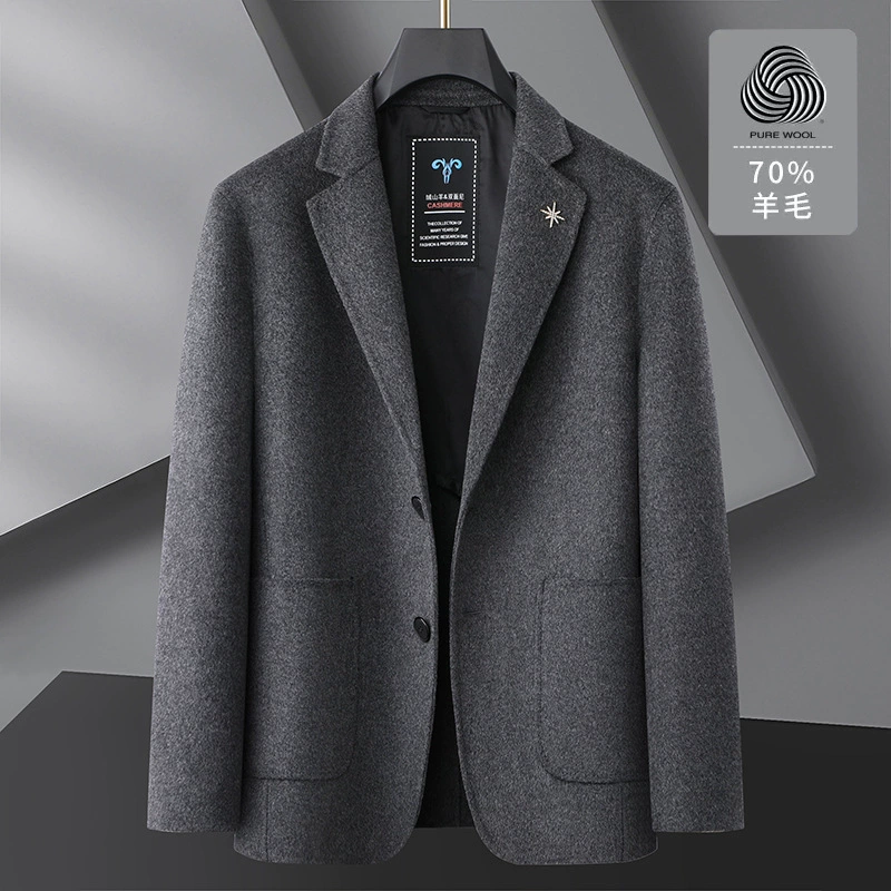 Толстый брат 2022 Плюс Шерстяной Костюм Толстый Плюс Мужской Осень/Зима Толстый Мужской Одиночный Костюм Плюс Двустороннее Шерстяное Пальто