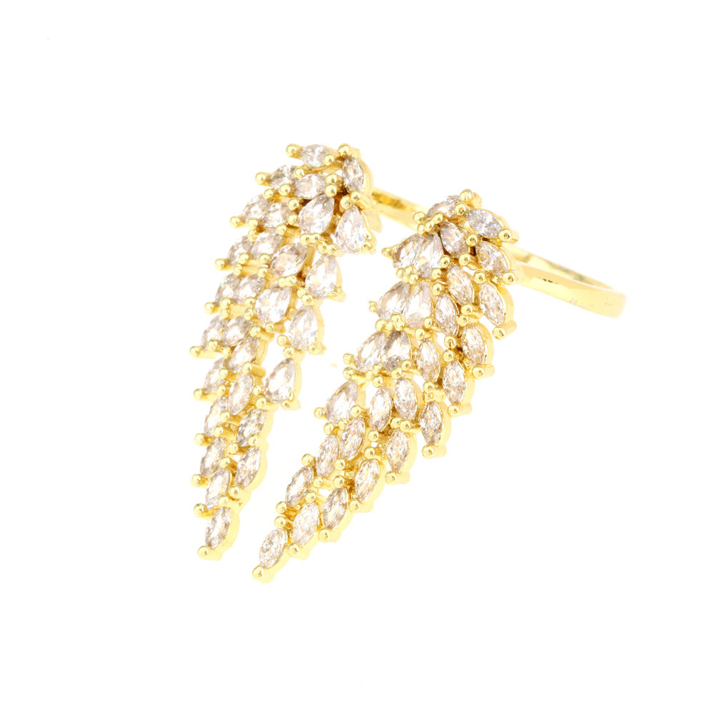 Fashion Water Droplets Eye Wings Copper Inlay Zircon Rings 1 Piece