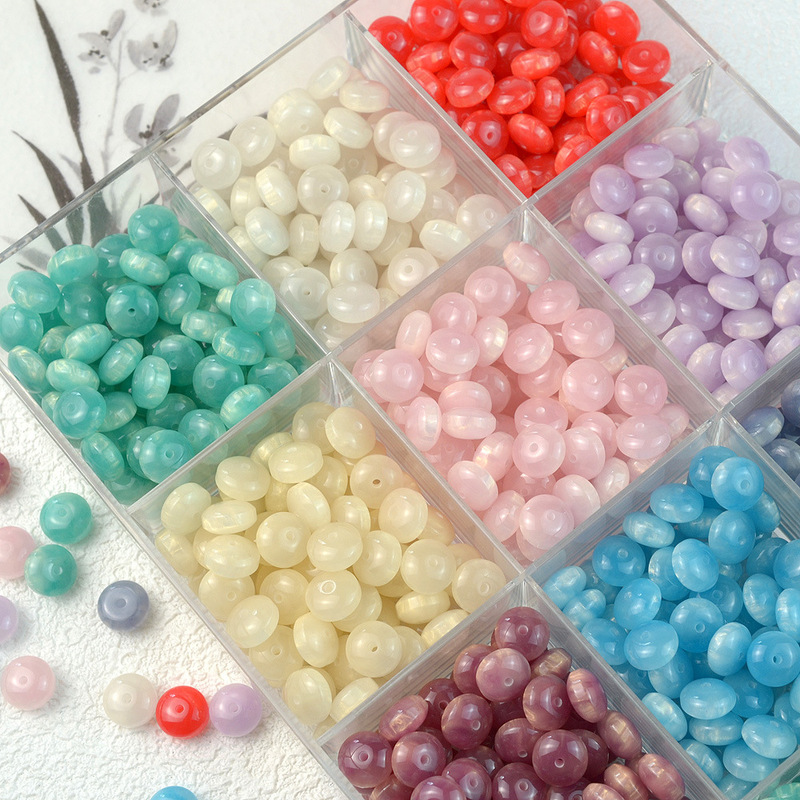 Factory Direct Supply Gilt 6X10Mm Resin Abacus Beads Bracelet Keychain Mobile Phone Chain Beads Loose Beads Jewelry Accessories