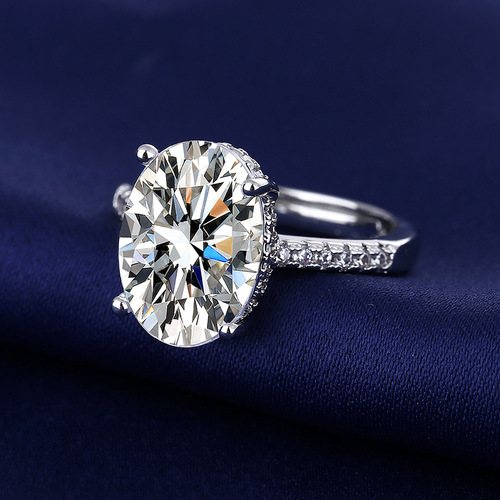 Live streaming hot selling 5 carat pigeon egg diamond ring band, stylish temperament cross-border women's factory wholesale