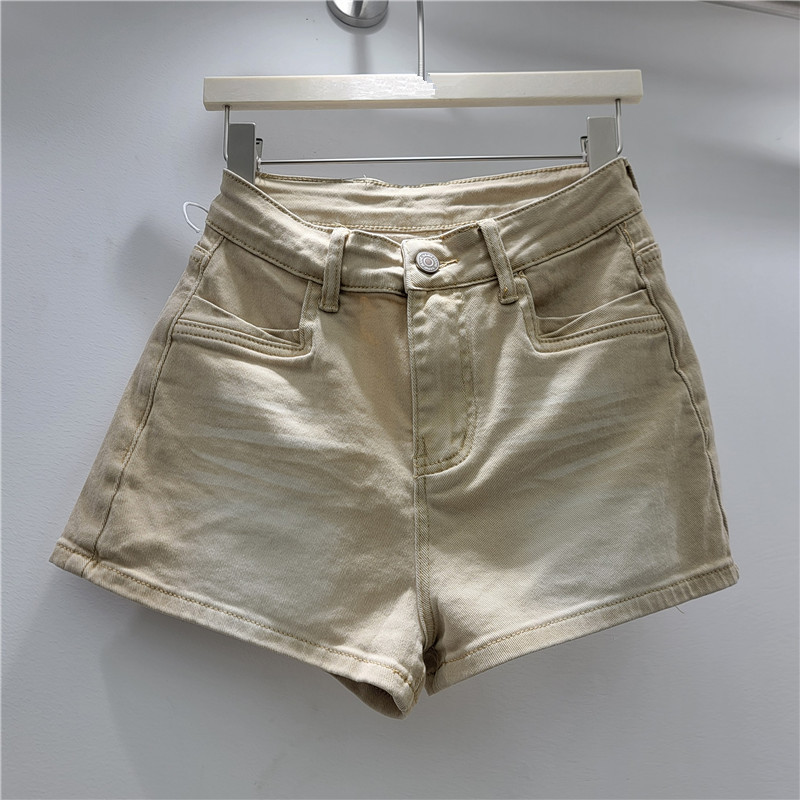 Pantalones Cortos de Mezclilla de Poliéster Cintura Baja para Verano