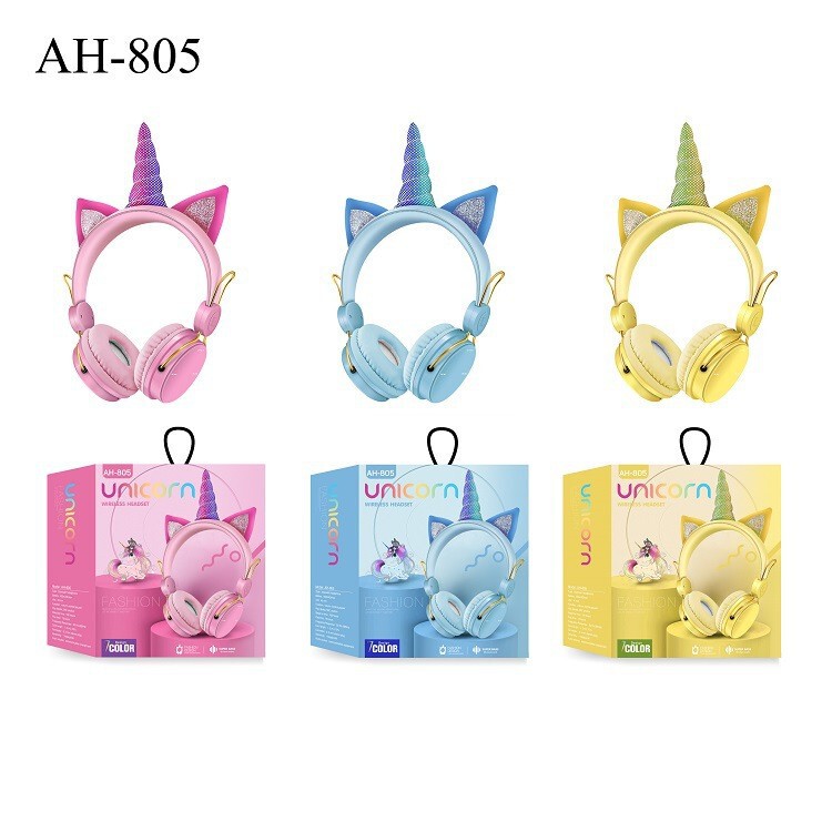 Headset Bluetooth headset wholesale cross-border new AH-805 cute unicorn cartoon children's wireless headset