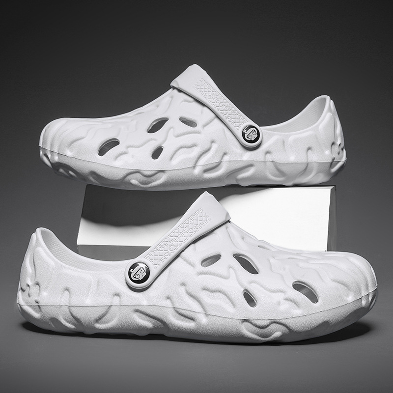 Transfronteriza más zapatillas de tamaño sandalias de verano para hombres zapatos de agujero de huellas dactilares al aire libre sandalias al aire libre casa media Zapatillas Zapatos de playa