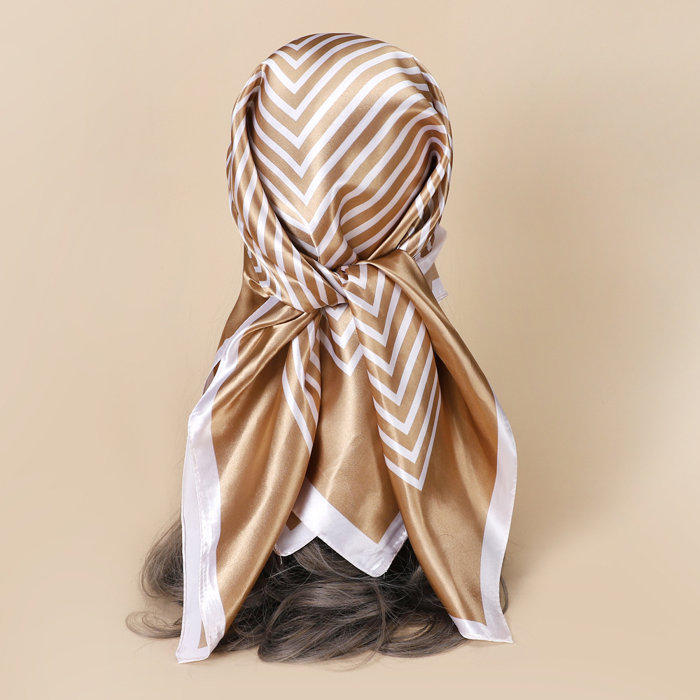 Elegant Stripe Satin Printing Silk Scarves display picture 4