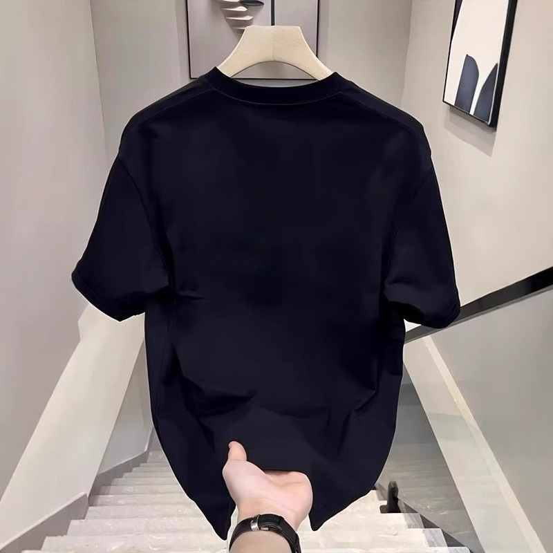 欧美式休闲风纯棉短袖t恤男ins潮牌原创字母印花圆领宽松上衣小众