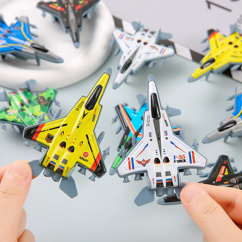 Children's toy car, alloy metal pull-back passenger plane, boy's fighter jet simulation mini airplane gift