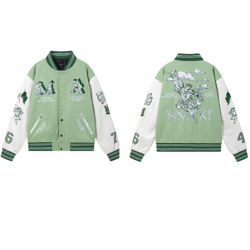 Versión correcta JBAMIRI hueso bordado impresión piloto chaqueta casual de los hombres y las mujeres uniforme béisbol invierno