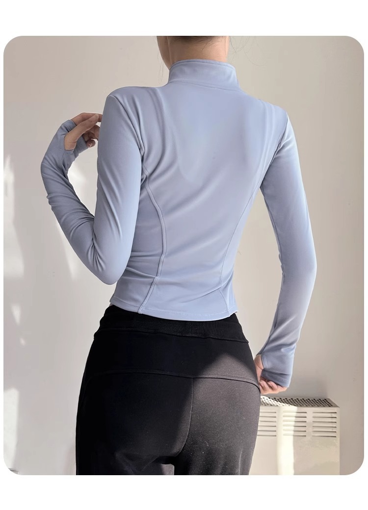 Fleece Quick-Drying Yoga Jacket Pilates Fitness Skinny Top Fitness Suit Women_desvips.com
