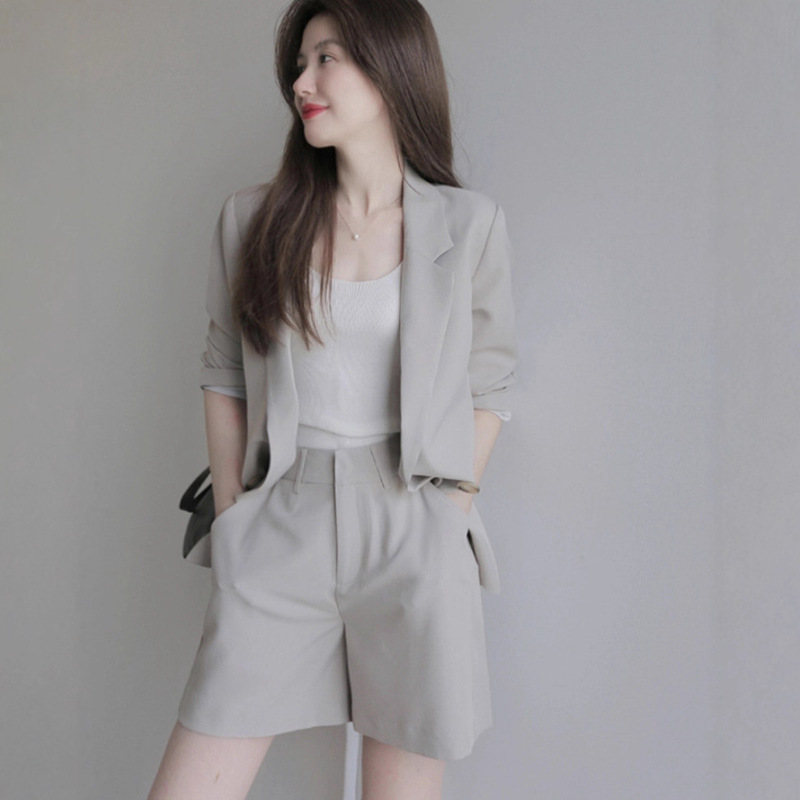 Socialite Fashion Small Suit Jacket Shorts Two-Piece Set Mid-Sleeve Fashionable Thin Casual Professional Suit Women's Summer