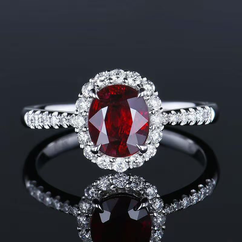 Colorful Ruby Gemstone Ring For Women Gold Plated With Diamonds_voghion.com