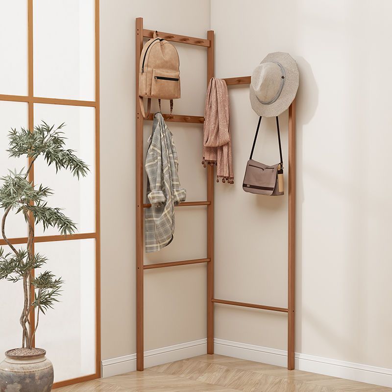 Clothes Rack Floor-Standing Bedroom Home Corner Coat Rack Storage Solid Wood Space-Saving Simple Corner Hanger for Clothes and Bags