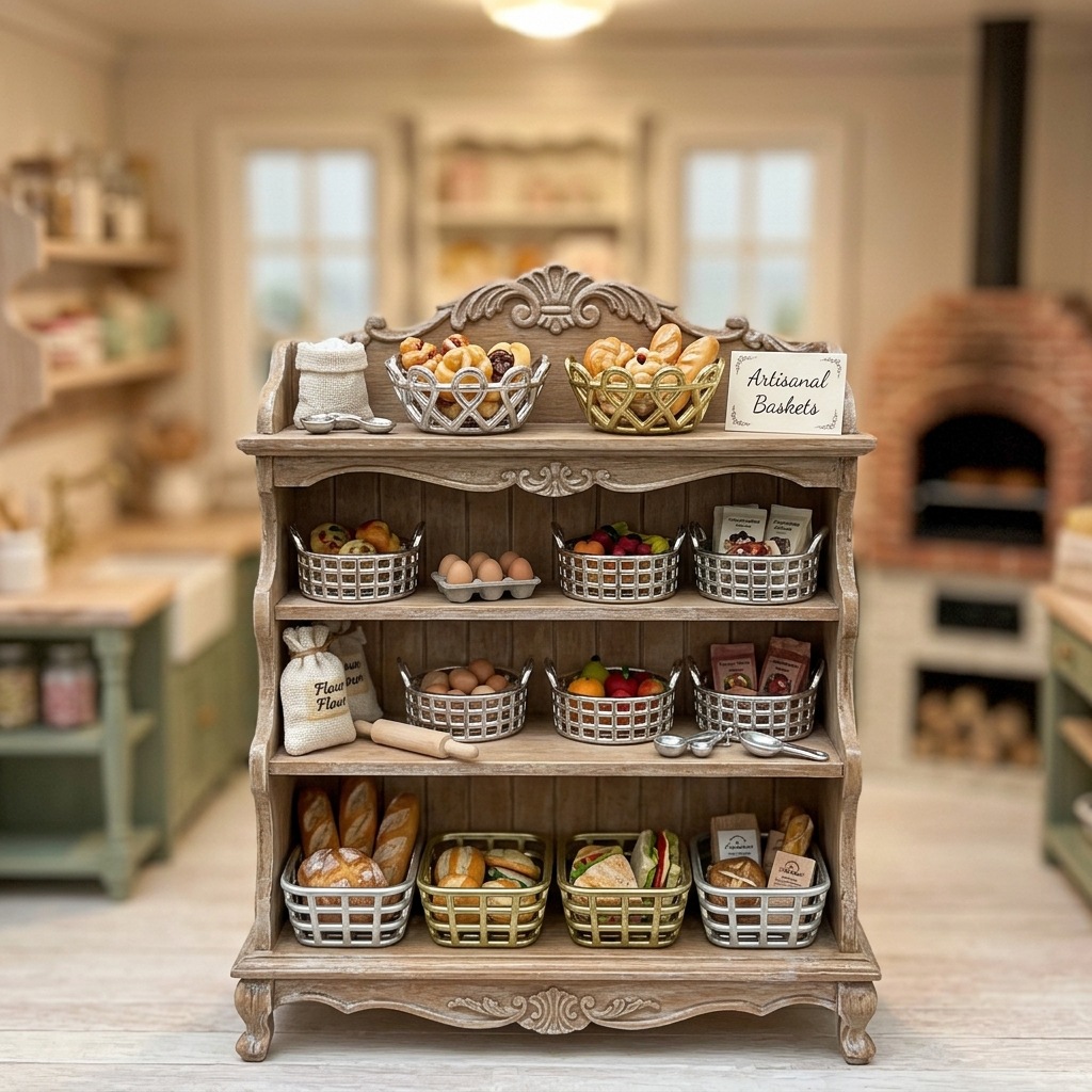 Casa de muñecas en miniatura canasta de almacenamiento simulación mini cocina decoración de malla metálica canasta decoración de juguetes caseros