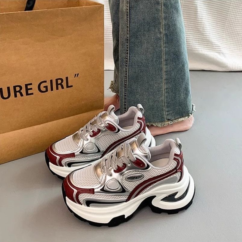 Trendy Dad Sneakers for Women 2025 Spring and Autumn New Popular Thick-Soled Height-Increasing Casual Sports Shoes