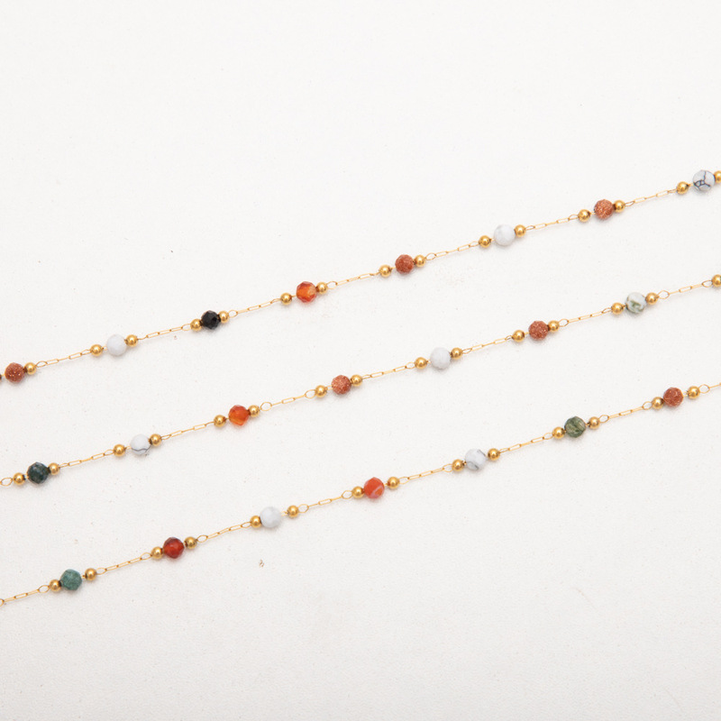 Natural Stone Chain Plated with 18K Gold, Neck Chain, Clavicle Chain, 2025 Light Luxury Niche High-End Bracelet, Anklet, Jewelry DIY Natural Stone Chain Plated with 18K Gold, Neck Chain, Clavicle Chain, 2025 Light Luxury Niche High-End Bracelet, Anklet, Jewelry DIY