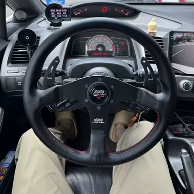Car modification 14inch MUGEN universal quick-release racing sports steering wheel made of genuine suede leather