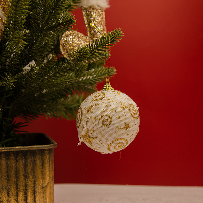 En stock nuevos suministros de decoración de Navidad 8CM6 espuma de impresión de tela Bola de Navidad árbol de Navidad colgante