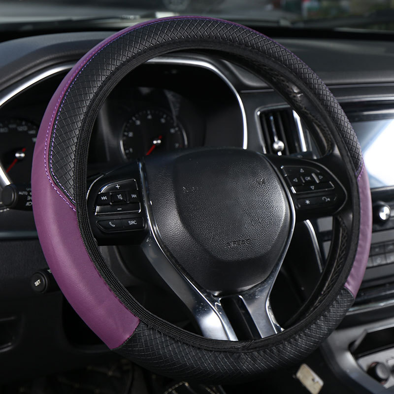 Car Steering Wheel Cover, Elastic, No Inner Ring, Leather, Suitable for All Seasons, Cross-Border Popular Model, Handle Cover Wholesale, Dropshipping, with Label