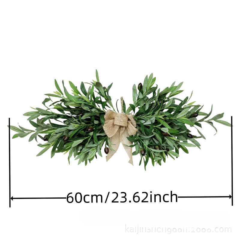 凯锦TEMU跨境春季橄榄枝蝴蝶结装饰花绿植环装纸门挂壁炉|undefined