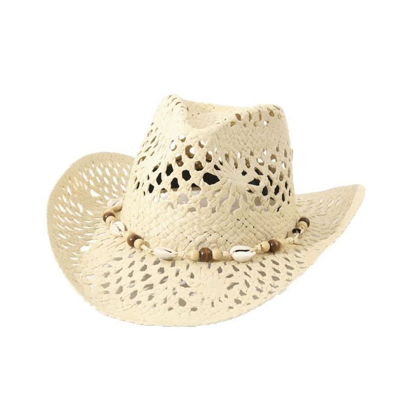 [Chapéu de palha亚马逊热销牛仔草帽Cowboy straw hat沙滩遮阳帽]