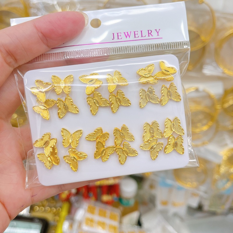 跨境耳饰仿黄金耳钉铜镀金花朵蝴蝶圆珠珠耳环饰品时尚甜美精美|undefined