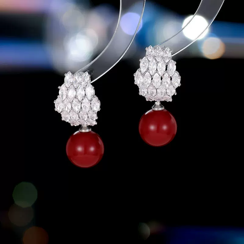 Серебряная игла, серьги, цирконий из жемчуга, образец 925 пробы, корейский стиль, интернет-знаменитость, стиль высокого качества