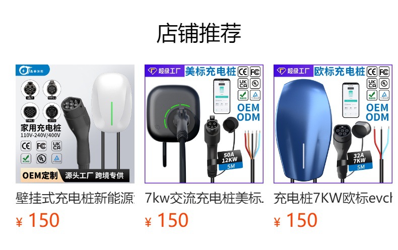 European Standard New Energy Vehicle Charging Pile 22Kw Household Type2 Ac 32A Car Charging Portable Charging Gun Cross-Border