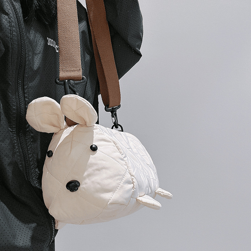 Three Color Patch White Rabbit Crossbody Bag Women's Bag Autumn and Winter New Niche Designer Cute Bag Cylinder Shoulder Bag