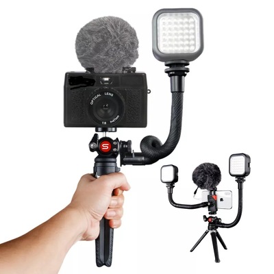 跨境桌面三脚架铝合金单反相机手机支架三角支架投影仪补光灯支架|ru