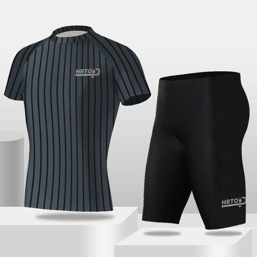 Swimsuit boys professional anti-embarrassment large size loose swimming trunks teenagers hot spring striped men's swimsuit suit