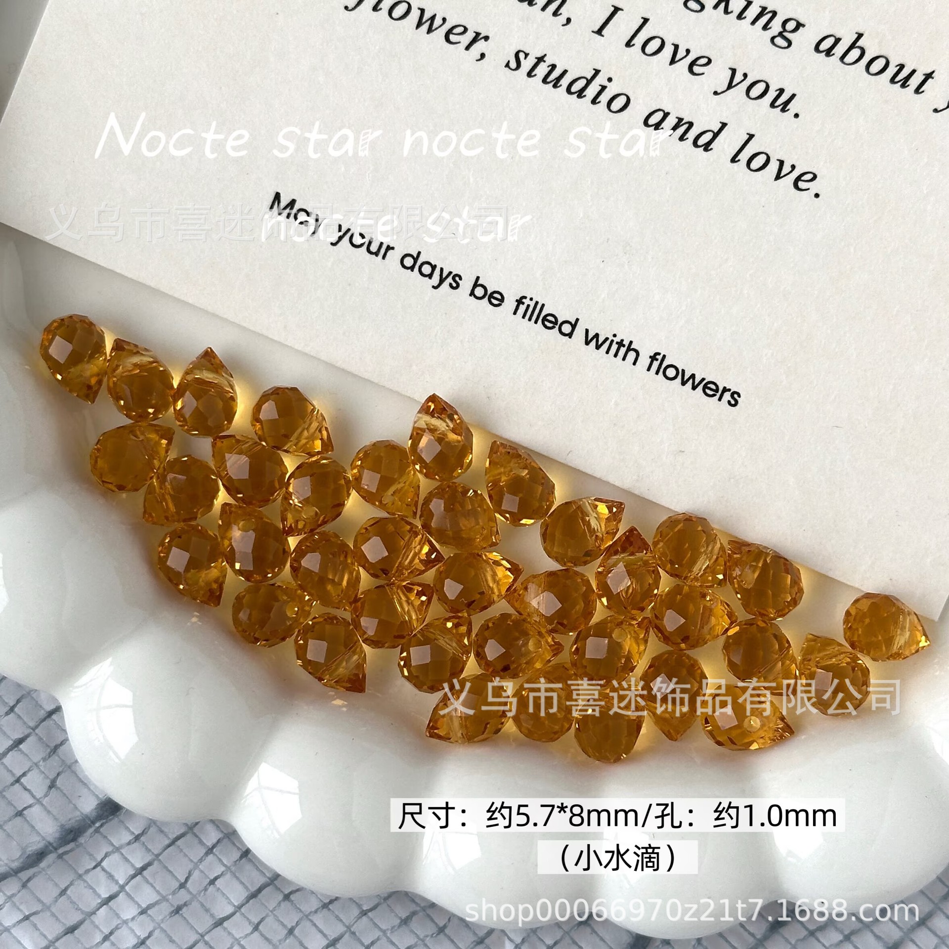 6 / 8 mm Corte de color transparente gota de agua DIY collar de pulsera de pulsera de pulsera de pulsera de perlas hechas a mano collar de joyería de cadena de teléfono móvil material de accesorios