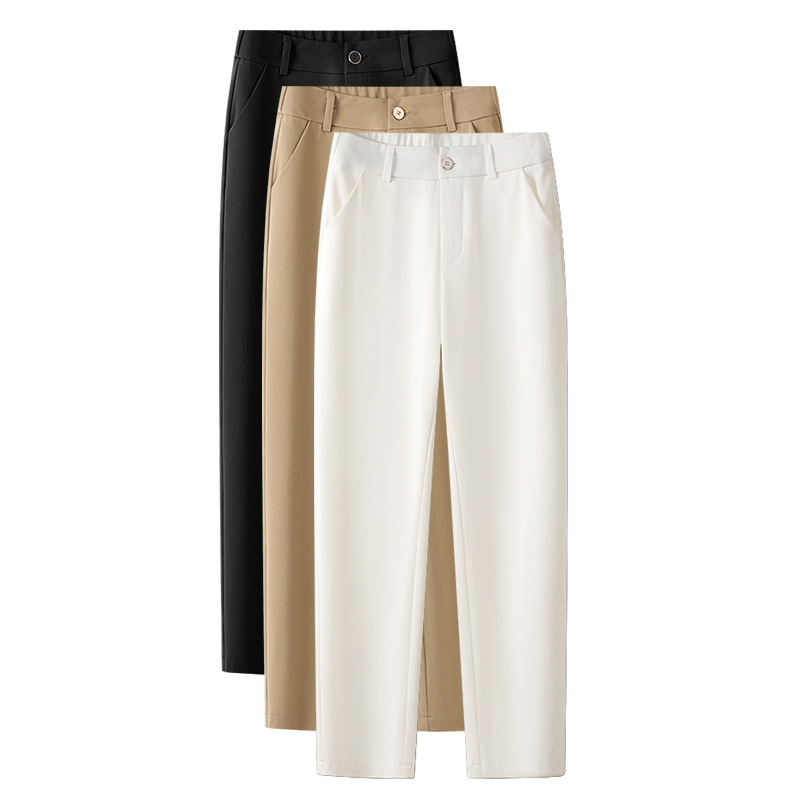 Nine-Point White Pants for Women, New Summer High-Waisted Slim Cigarette Pants, Versatile Women's Small Straight Casual Pants, Slimming