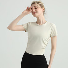 Airs lulu商城版瑜伽服女士短袖T恤短款透气紧身高弹运动健身服